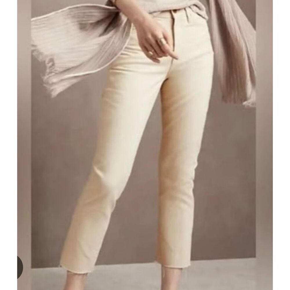 Banana republic high rise straight raw hem cream jeans size 27p